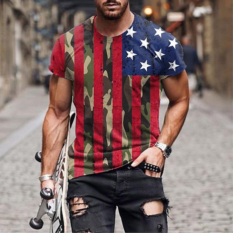 Men camouflage print short-sleeved t-shirt men's clothing
