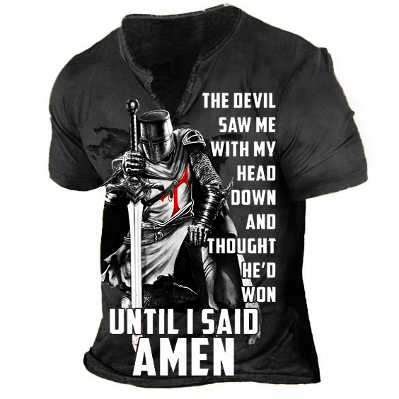 Men's Henley Shirt Tee T shirt Tee 3D Print Graphic Patterned Cross Plus Size Henley Daily Sports Button-Down Print Short Sleeve Tops Designer Basic Casual Big and Tall Brown / Summer / Summer