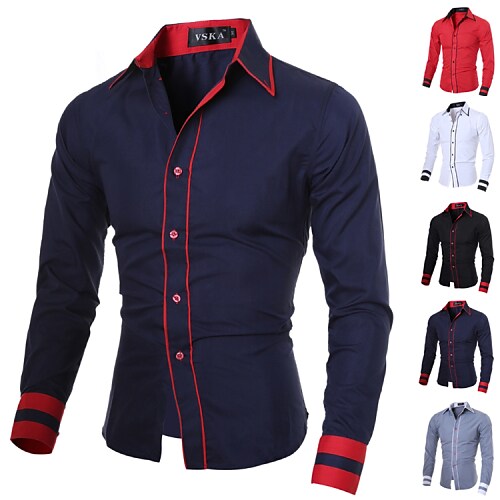 Men's shirts plus size basic long sleeves
