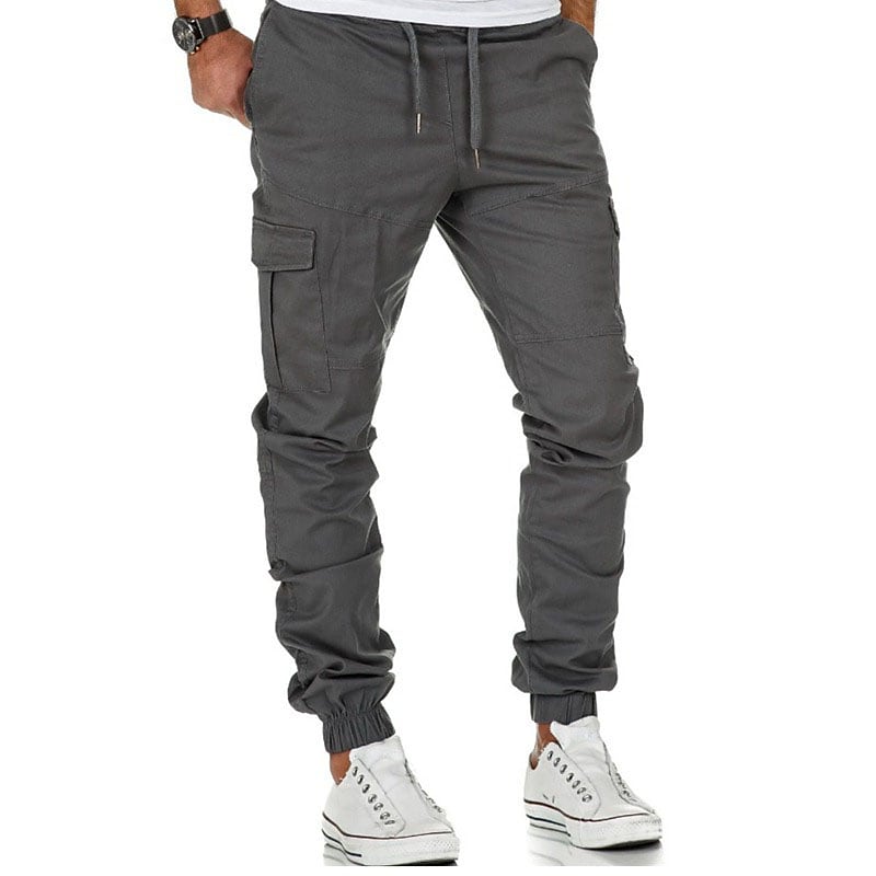 Men's Workout Pants Pocket Drawstring Solid Color Full Length Daily Weekend Stylish Athleisure Green Black Micro-elastic