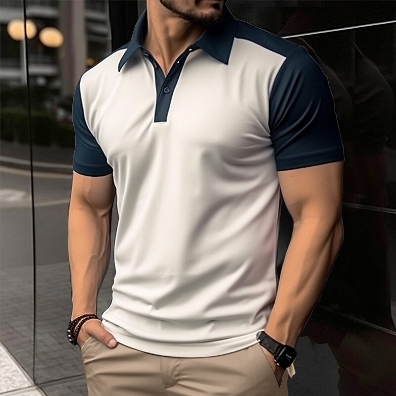 Men's Casual Holiday Lapel Classic Basic Short Sleeve Polo Shirt