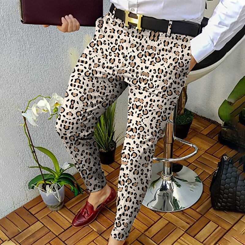 Men's Chinos   Pocket Straight Leg Print Color Block Lattice Graphic Prints  Jogger Pants