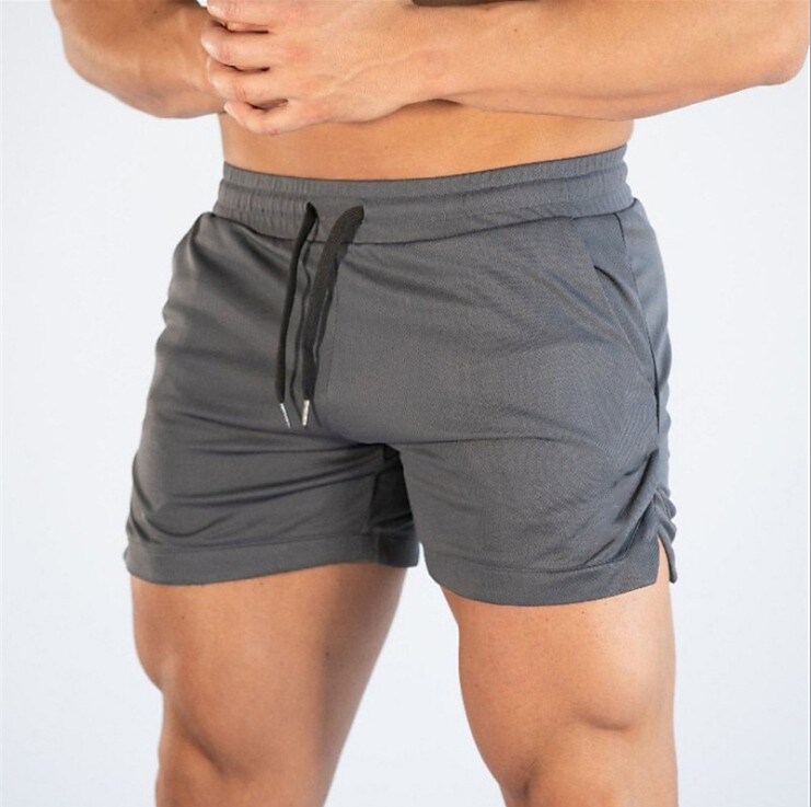 Men's Drawstring  Beach Gym Micro-elastic Solid Colored Sporty  Shorts 