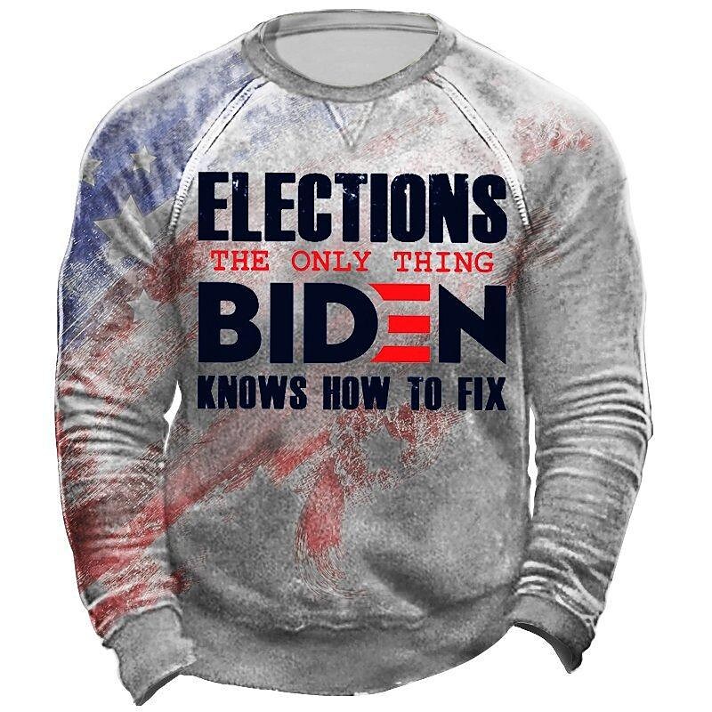  spring and autumn new men's 3d fashion american flag trend printing sweater