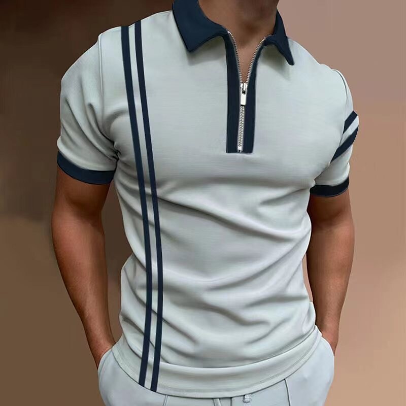 Men's Golf Shirt Striped Turndown Going out golf shirts Short Sleeve Tops Designer Punk & Gothic Sports Wine Black / Red Black / White