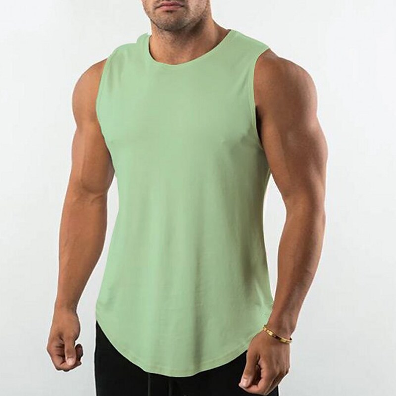 Men's Muscle  Plain Crew Neck Outdoor Classic Style Sleeveless   Vest