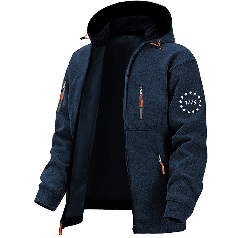 Men's Zip Up Hoodies Jacket Navy Blue Dark Gray Gray Hooded Graphic Letter Print Sports & Outdoor Casual Daily Streetwear Designer Casual Spring &  Fall Clothing Apparel Hoodies Sweatshirts