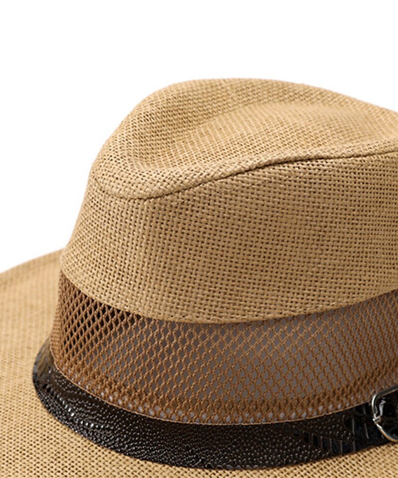 Men's Straw Hat Sun Hat Soaker Hat Safari Hat Gambler Hat White khaki Polyester Travel Beach Vacation Beach Plain Sunscreen