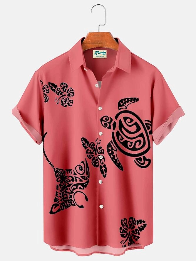 Men's  Coconut Tree Graphic Prints Whale Turndown Short Sleeves Hawaiian Shirt