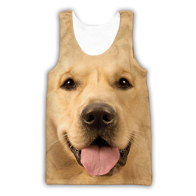 Men's Dog Crew Neck 3D Print Sleeveless Vest 