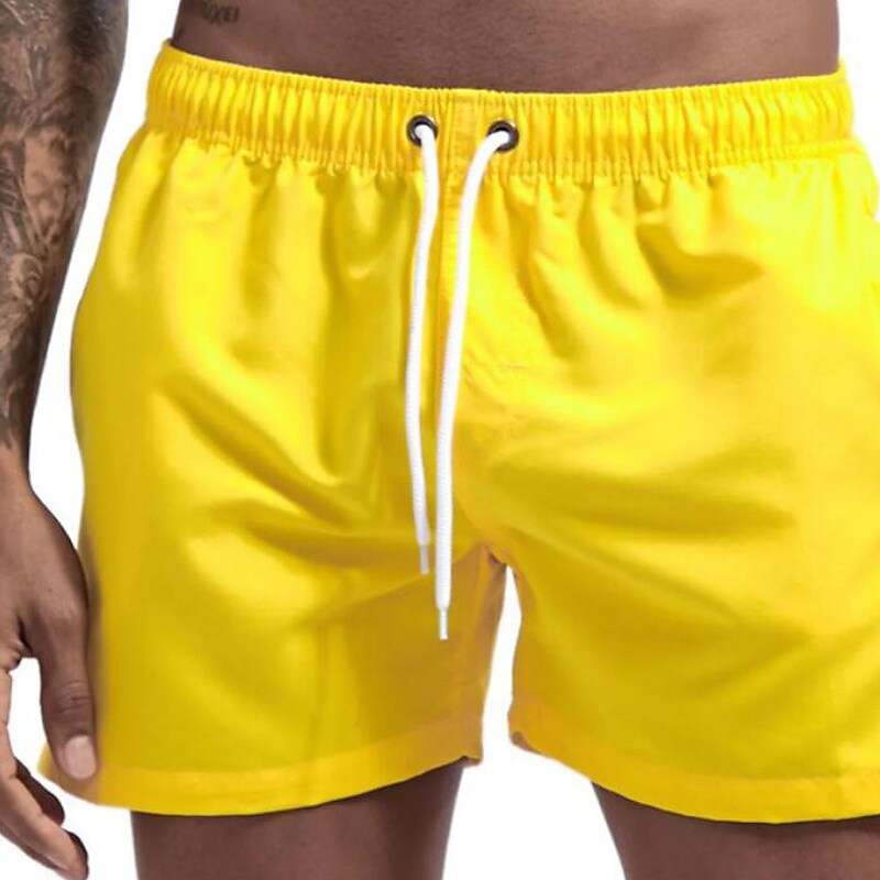 Men's Sport Runing Outdoor Pockets Drawstring Breathable Solid Color Shorts 