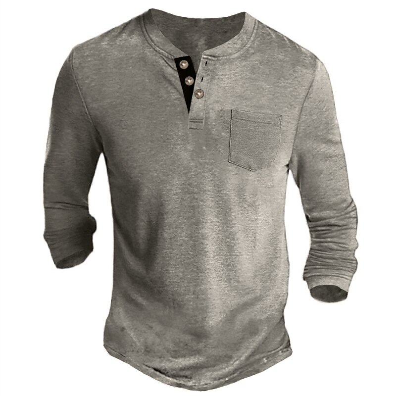 Men's Henley Shirt Tee Long Sleeve Shirt Plain Henley Casual Holiday Long Sleeve Button-Down Clothing Apparel Fashion Designer Comfortable Essential