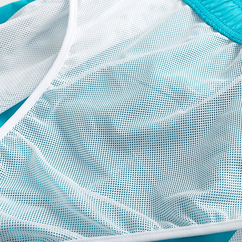 Men's Sport Runing Swimming Pockets Drawstring Breathable Solid Color Shorts 