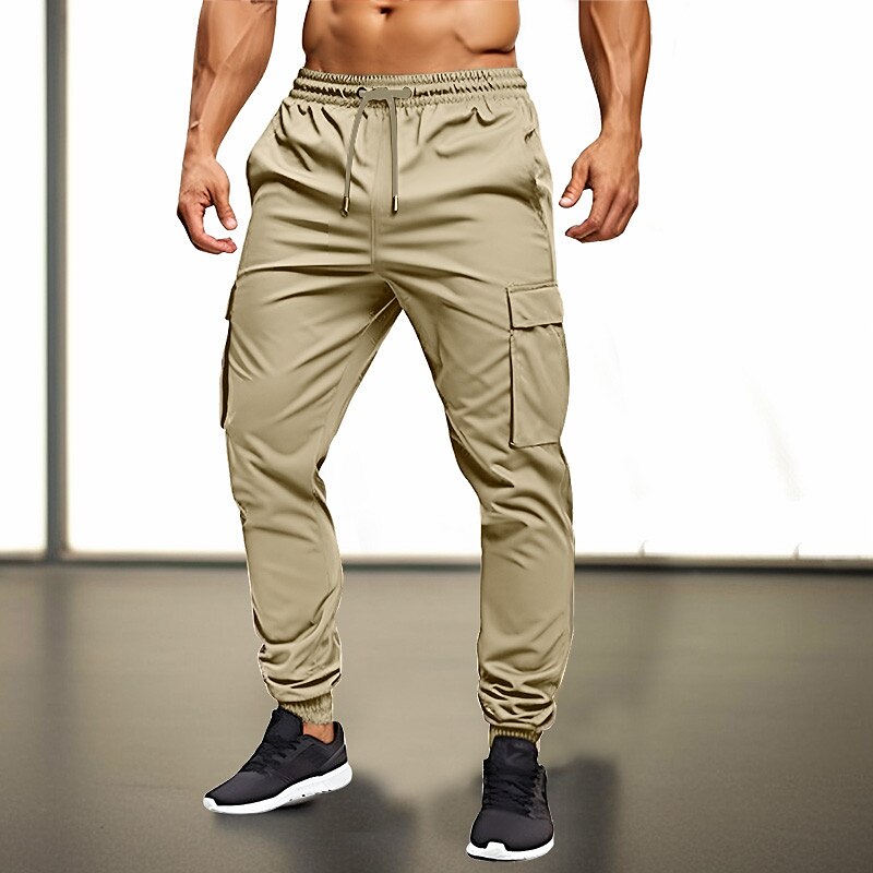 Men's Sweatpants Joggers Trousers Drawstring Elastic Waist Multi Pocket Plain Comfort Breathable Casual Daily Holiday Sports Fashion ArmyGreen Black