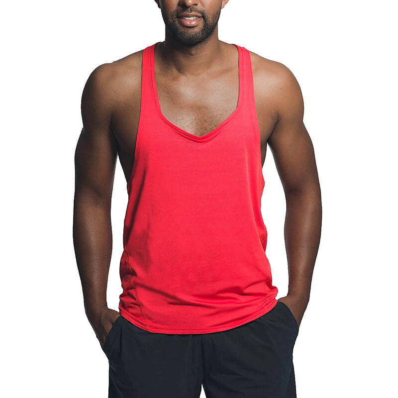 Men's  Plain V Neck Muscle Sleeveless Tank Top Vest 