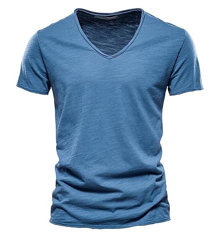 Men's Moisture Wicking Plain V Neck Short Sleeve T-shirt