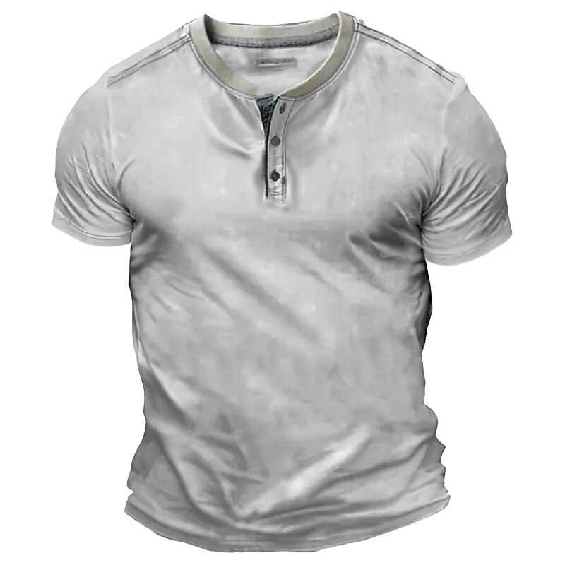 Men's Plain  Basic Short Sleeves Henley Shirt