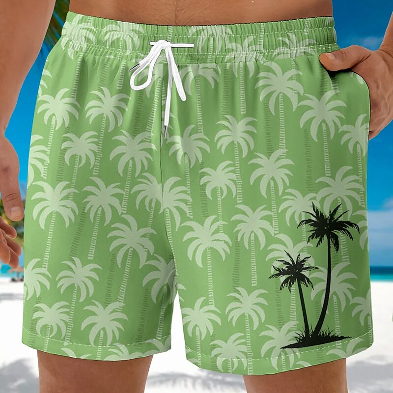 Men's Beach Drawstring with Mesh lining Elastic Waist  Quick Dry Swim Shorts