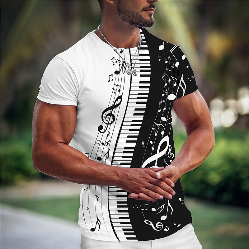 Men's Music Pano Keys Crew Neck Short Sleeve T-shirt