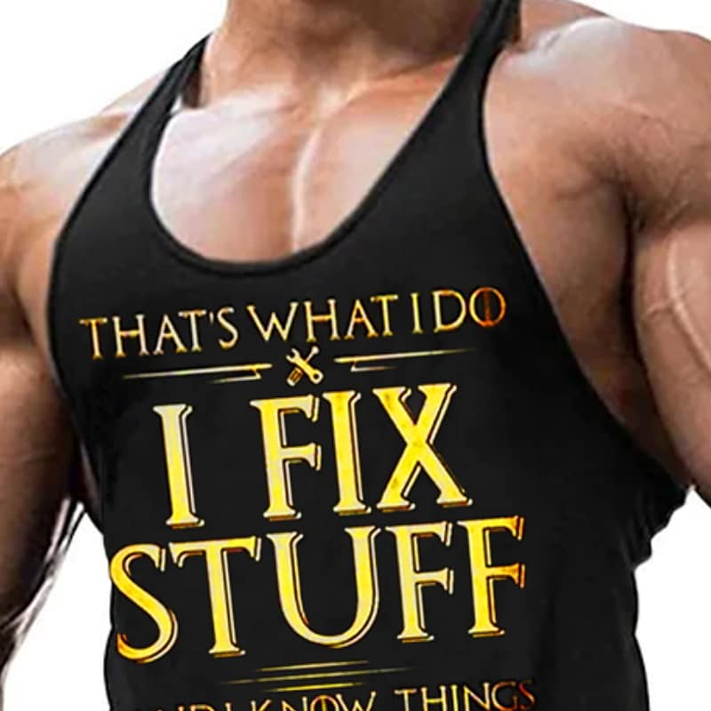 Men's  Letter Crew Neck Casual Daily Sleeveless Undershirt