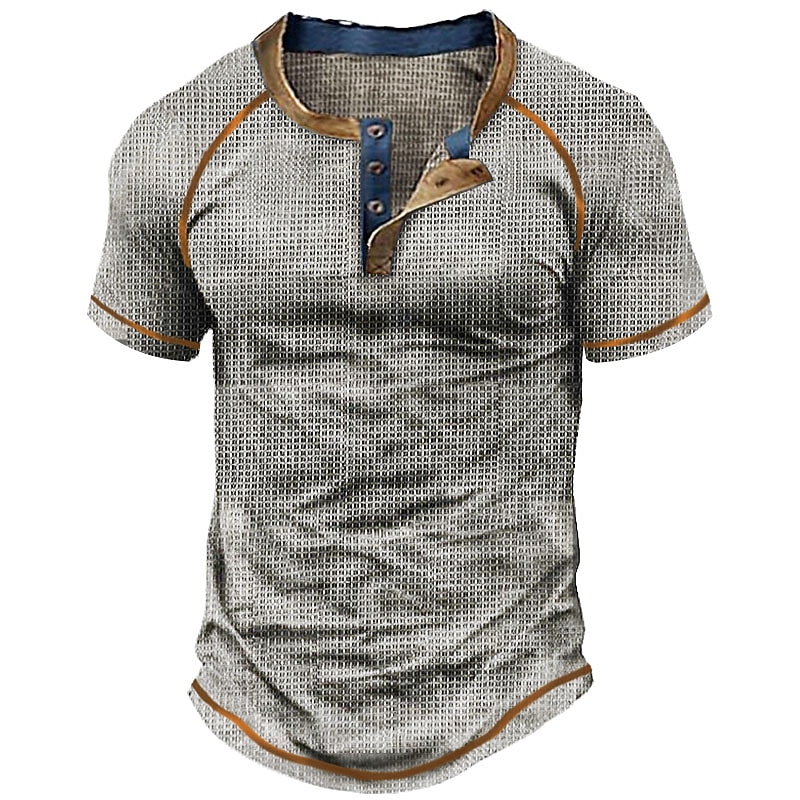 Men's Outdoor Casual Daily Fashion Comfortable Breathable Soft Plain Short Sleeve Henley Shirt