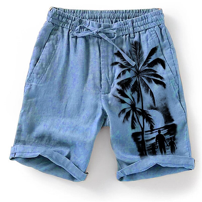Men's Outdoor Beach Hawaiian Vacation Breathable Drawstring Comfortable Light Pattern Print Shorts
