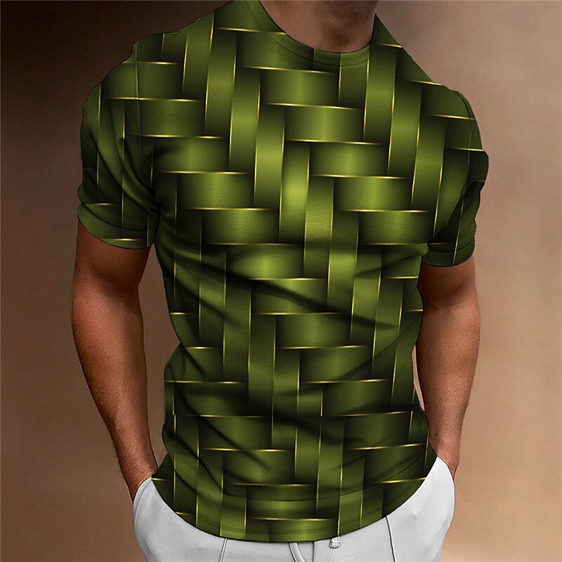 Men's T shirt Tee Graphic Geometric Crew Neck Clothing Apparel 3D Print Outdoor Daily Short Sleeve Print Fashion Designer Vintage