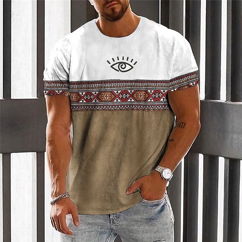 Men's Vintage Fashion Designer Outdoor Comfortable Soft 3D Print Short Sleeves T shirt