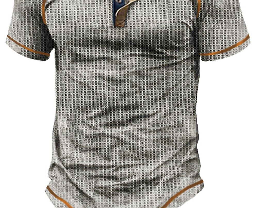 Men's Outdoor Casual Daily Fashion Comfortable Breathable Soft Plain Short Sleeve Henley Shirt