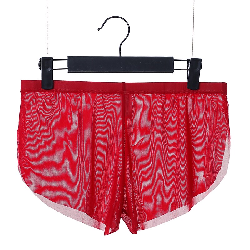 Men's Mesh Sexy Pure Color Stretchy Low   Boxers Underwear 