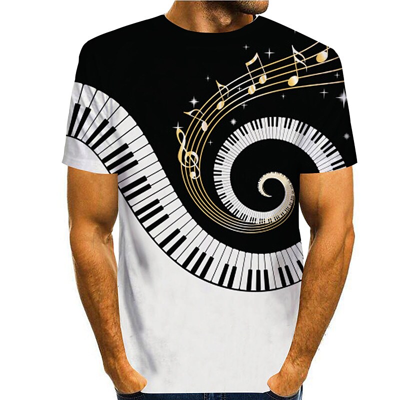 Men's Musical Instrument Round Neck Short Sleeve T-shirt