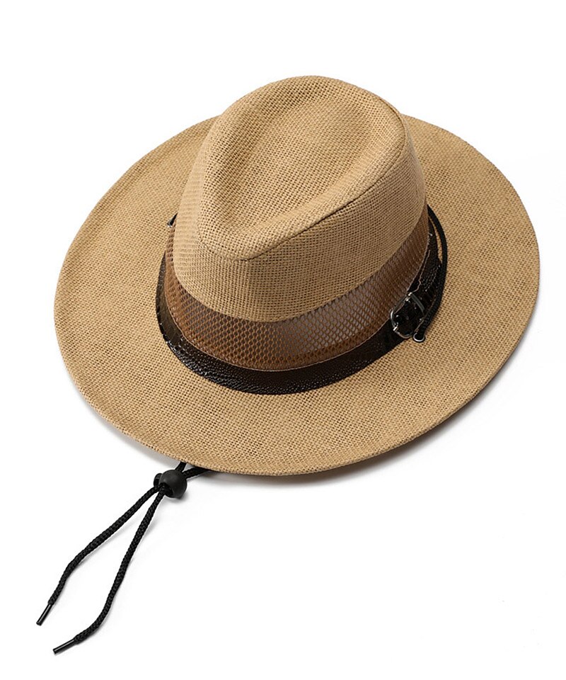 Men's Straw Hat Sun Hat Soaker Hat Safari Hat Gambler Hat White khaki Polyester Travel Beach Vacation Beach Plain Sunscreen