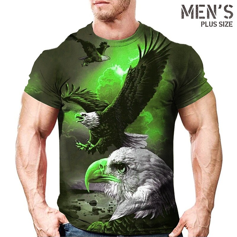Men's Plus Size  Graphic Crew Neck Short Sleeve T-shirt
