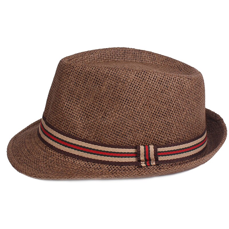 Men's Straw Hat Sun Hat Fedora Trilby Hat Black Brown Polyester Braided Streetwear Stylish 1920s Fashion Daily Outdoor clothing Holiday Plain Sunscreen Breathability