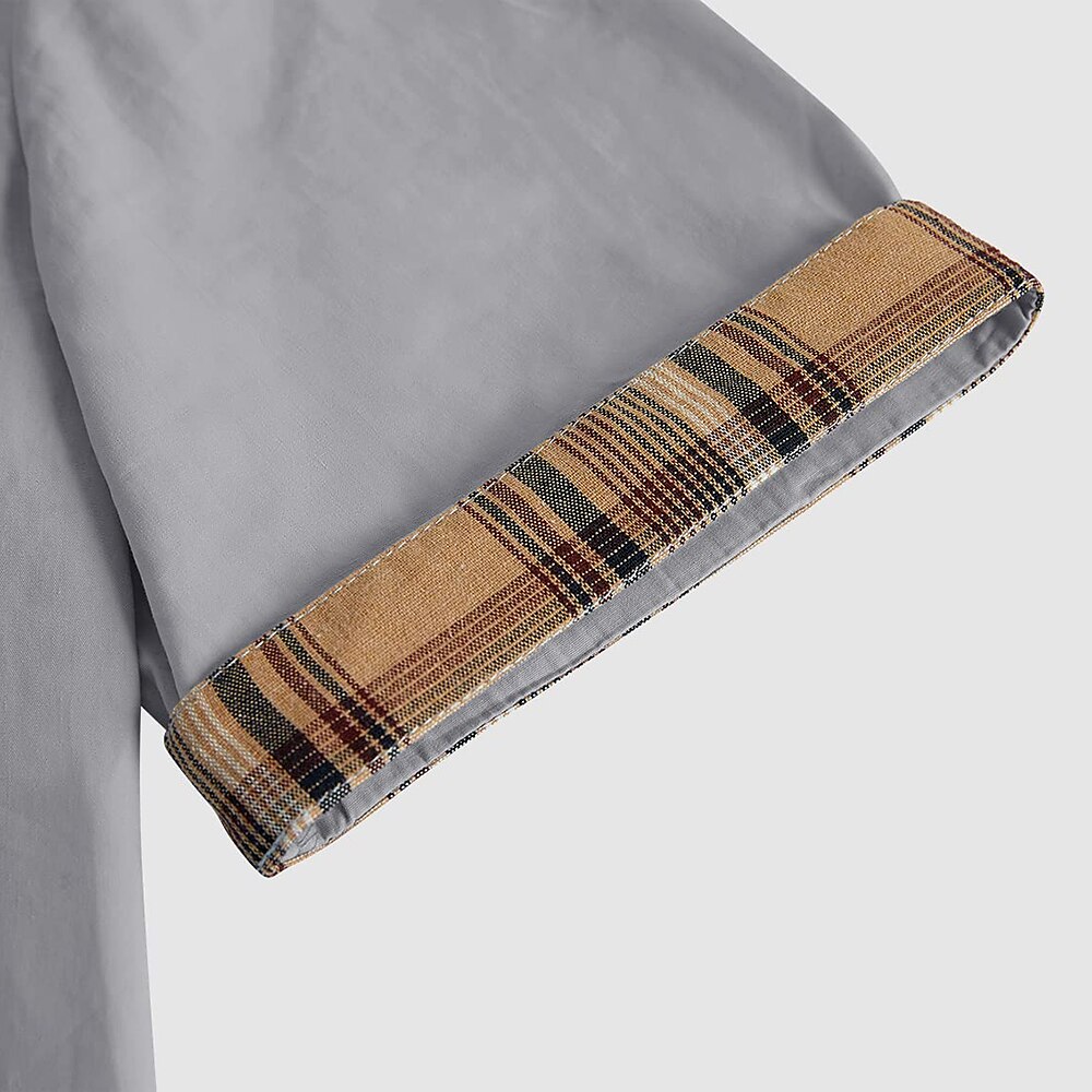 Men's Outdoor Street Casual Classic Fashion Breathable Comfortable Light Plaid Short Sleeve Shirt