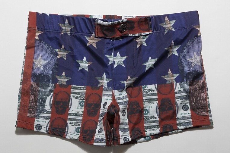 Men's Swimming Sport Quick Dry Breathable Stretch Button Pattern Print Swimming Trunks