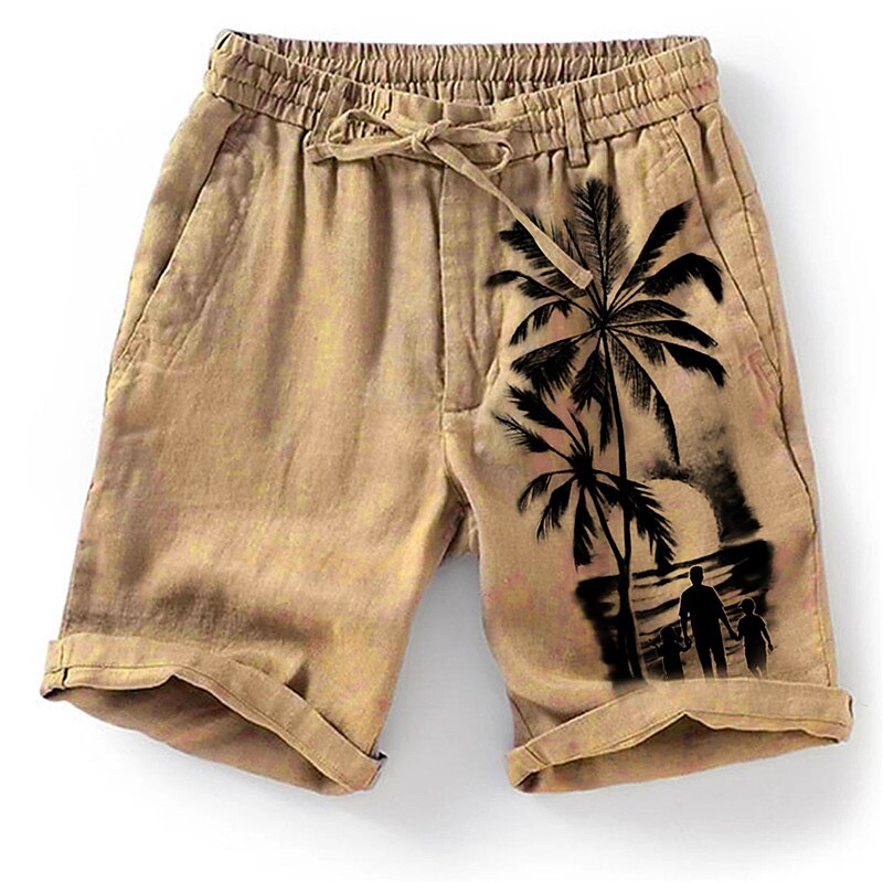 Men's Outdoor Beach Hawaiian Vacation Breathable Drawstring Comfortable Light Pattern Print Shorts