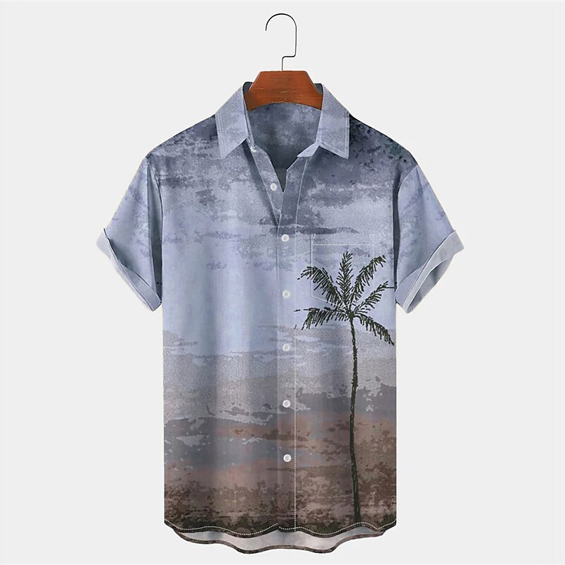 Men's  Palm Tree Turndown Button-Down Short Sleeves Hawaiian Shirt 