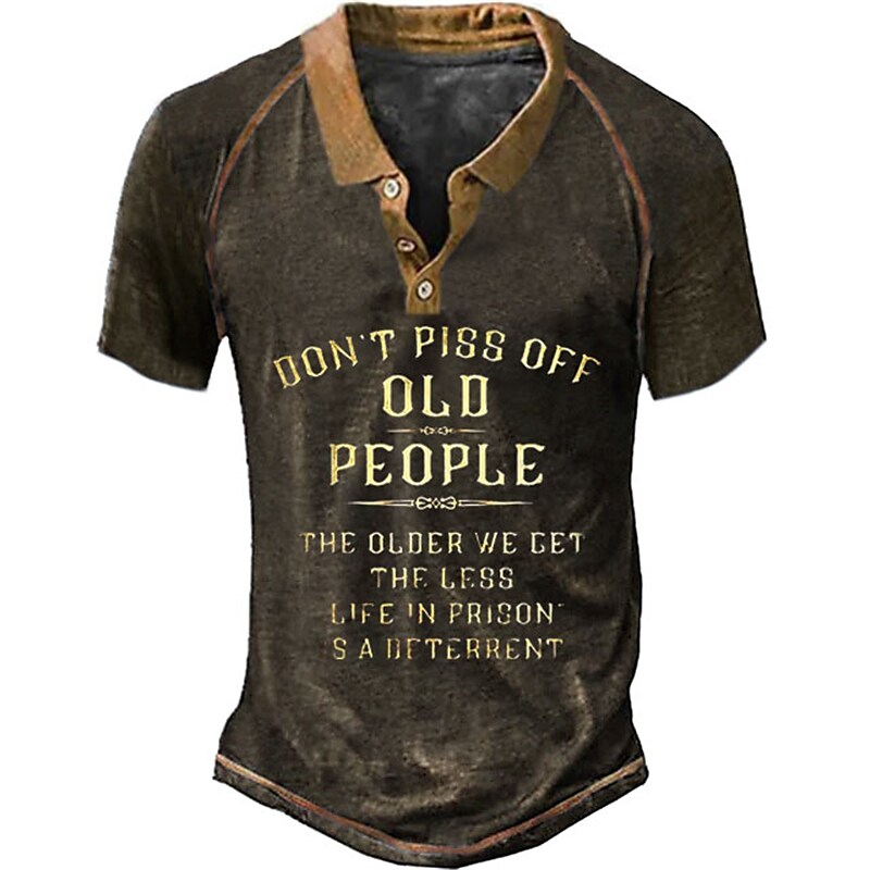 Men's Polo Shirt Golf Shirt Letter Graphic Prints Turndown Black Blue 