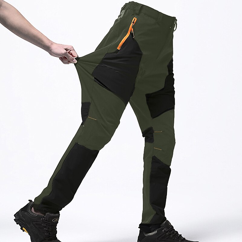 Men's Cargo Pants Hiking Pants Work Pants Trousers Safari Outdoor Pants Water Resistant Windproof Quick Dry Stretch 3 Zipper Pocket Elastic Waist Bottoms Black Khaki Army Green Climbing