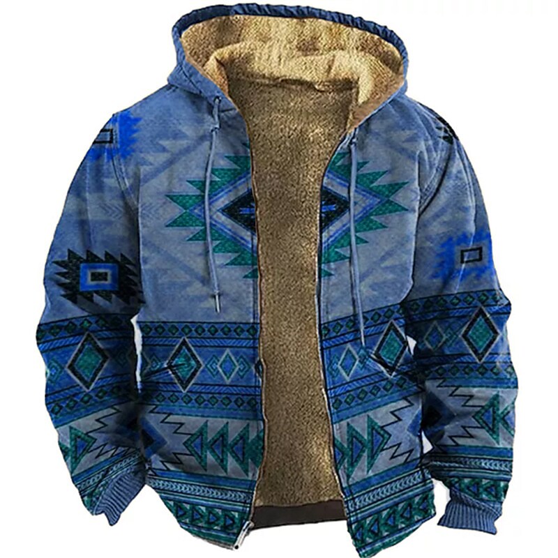 Men's Full Zip Hoodie Jacket Green Blue Purple Red Brown Hooded Bohemian Style Graphic Prints Zipper Print Sports & Outdoor Daily Sports 3D Print Fleece Streetwear Designer Casual Winter Clothing