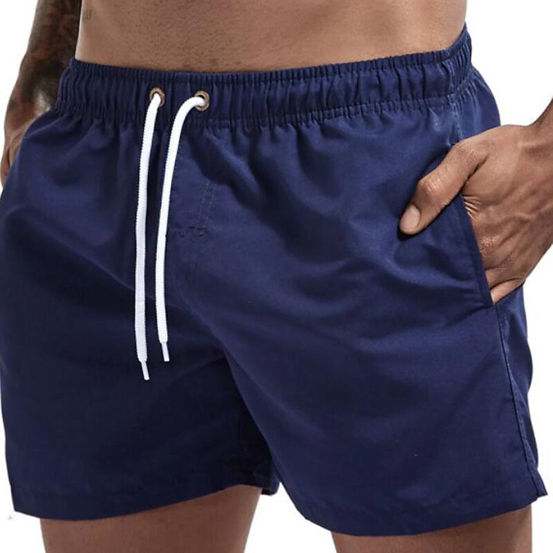 Men's Sport Runing Outdoor Pockets Drawstring Breathable Solid Color Shorts 