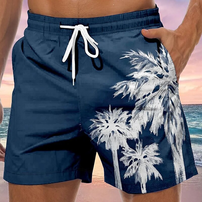 Men's Beach Drawstring with Mesh lining Elastic Waist  Quick Dry Swim Shorts