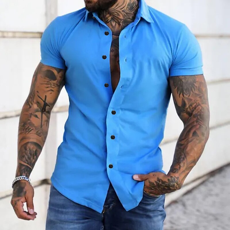 Men's Outdoor Casual Street Fashion Breathable Comfortable Light Plain Short Sleeve Shirt