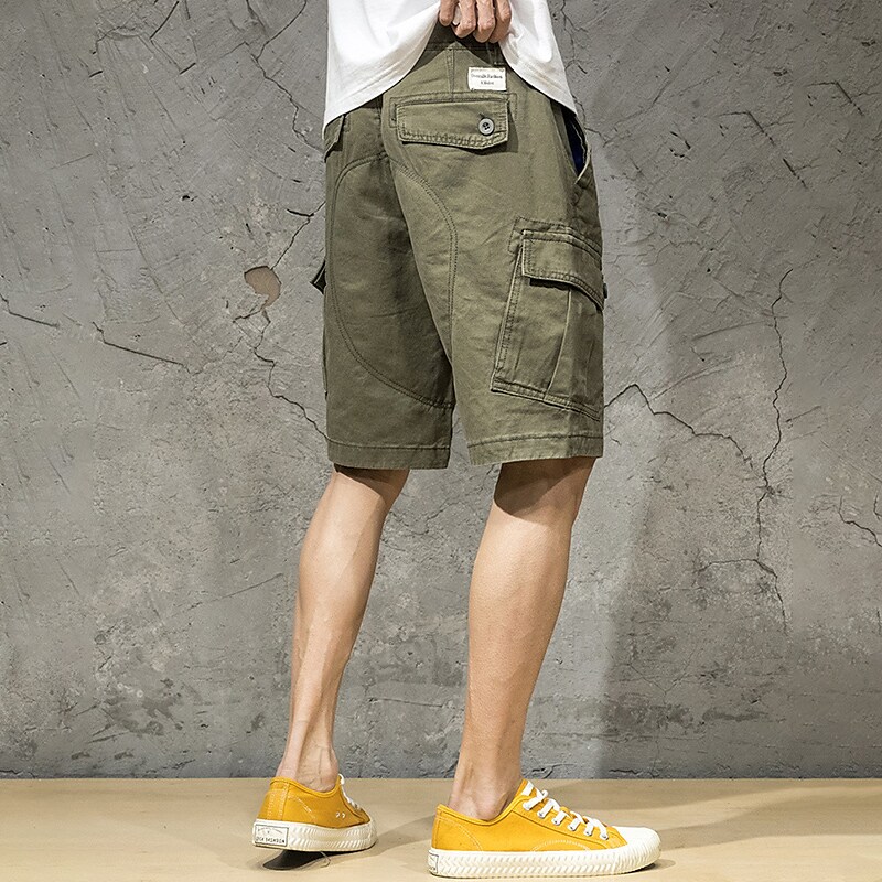 Men's Cargo  Flap Pocket Plain Comfort Breathable Outdoor Shorts 