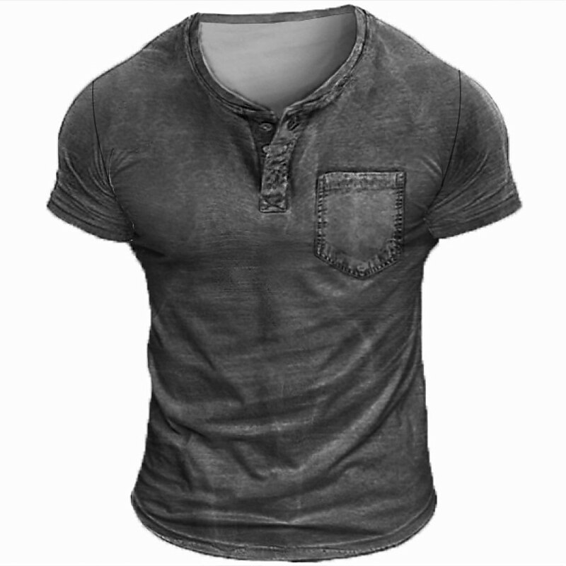 Men's Plain  Street Vacation  Short Sleeves Basic Henley Shirt 