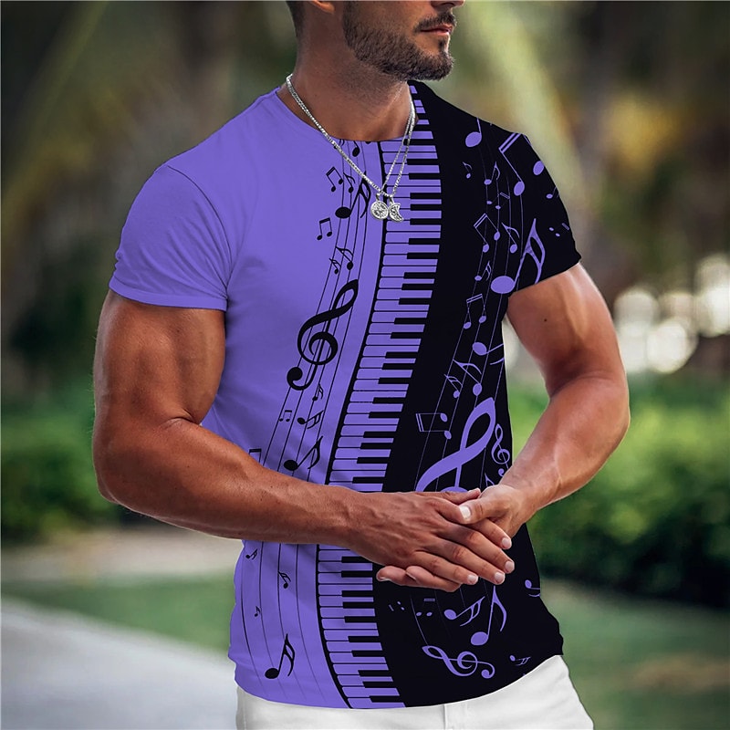 Men's Music Pano Keys Crew Neck Short Sleeve T-shirt