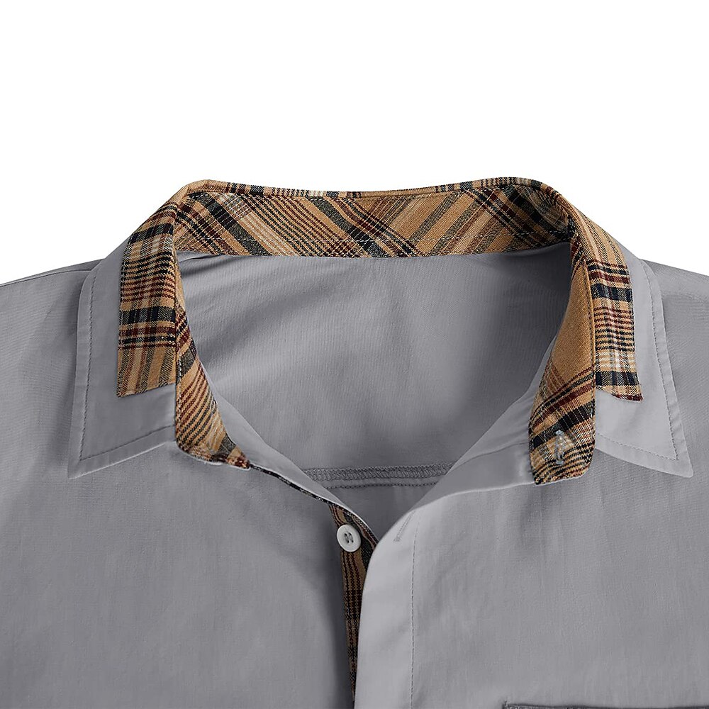 Men's Outdoor Street Casual Classic Fashion Breathable Comfortable Light Plaid Short Sleeve Shirt