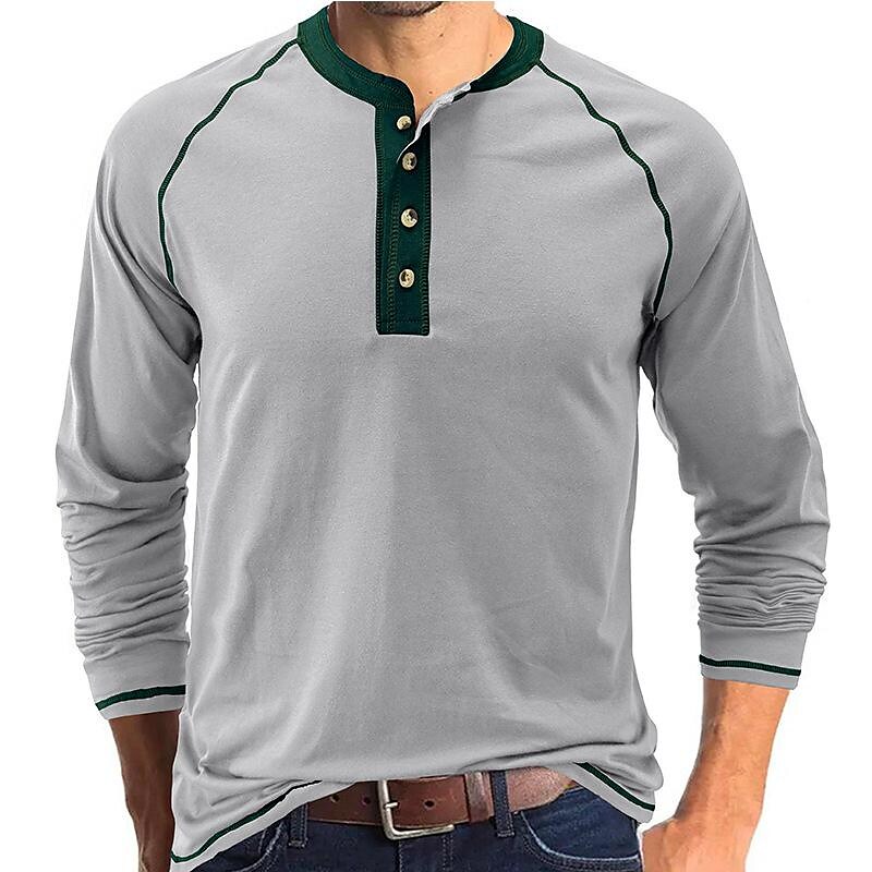 Men henry men's t-shirt long-sleeved european and american round neck 