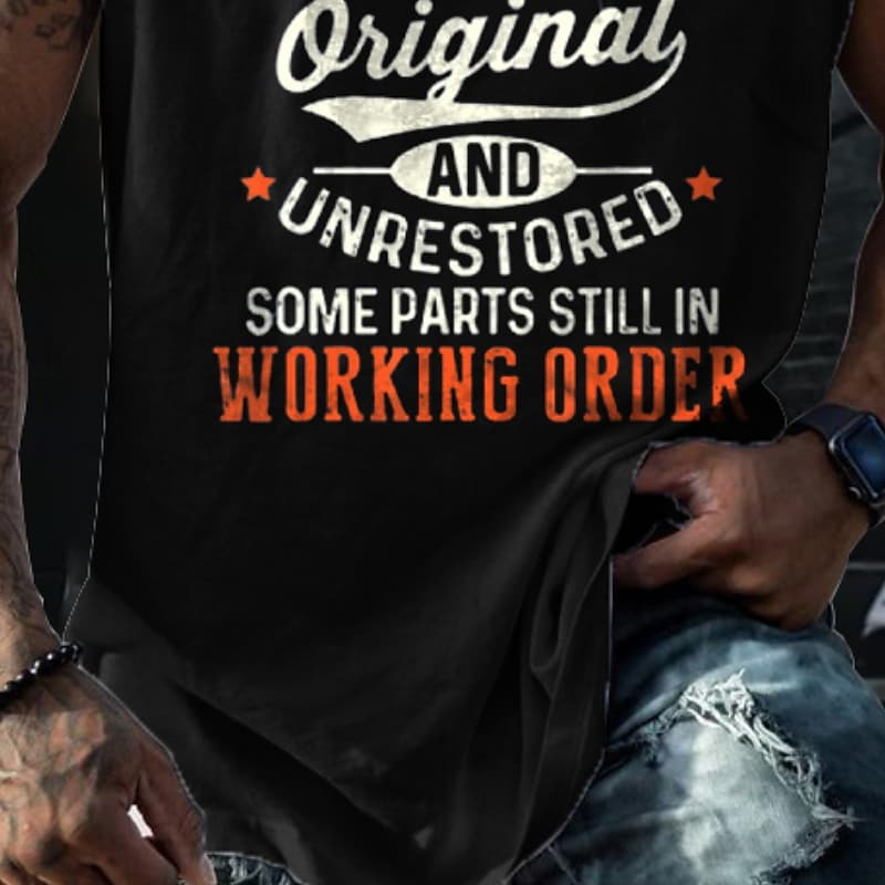 Men's Letter Crew Neck  Sleeveless  Undershirt 